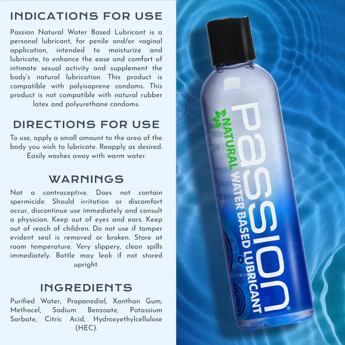 Passion Natural Water-Based Lubricant 8 Oz – Personal Lubricant > Lube > Water Based