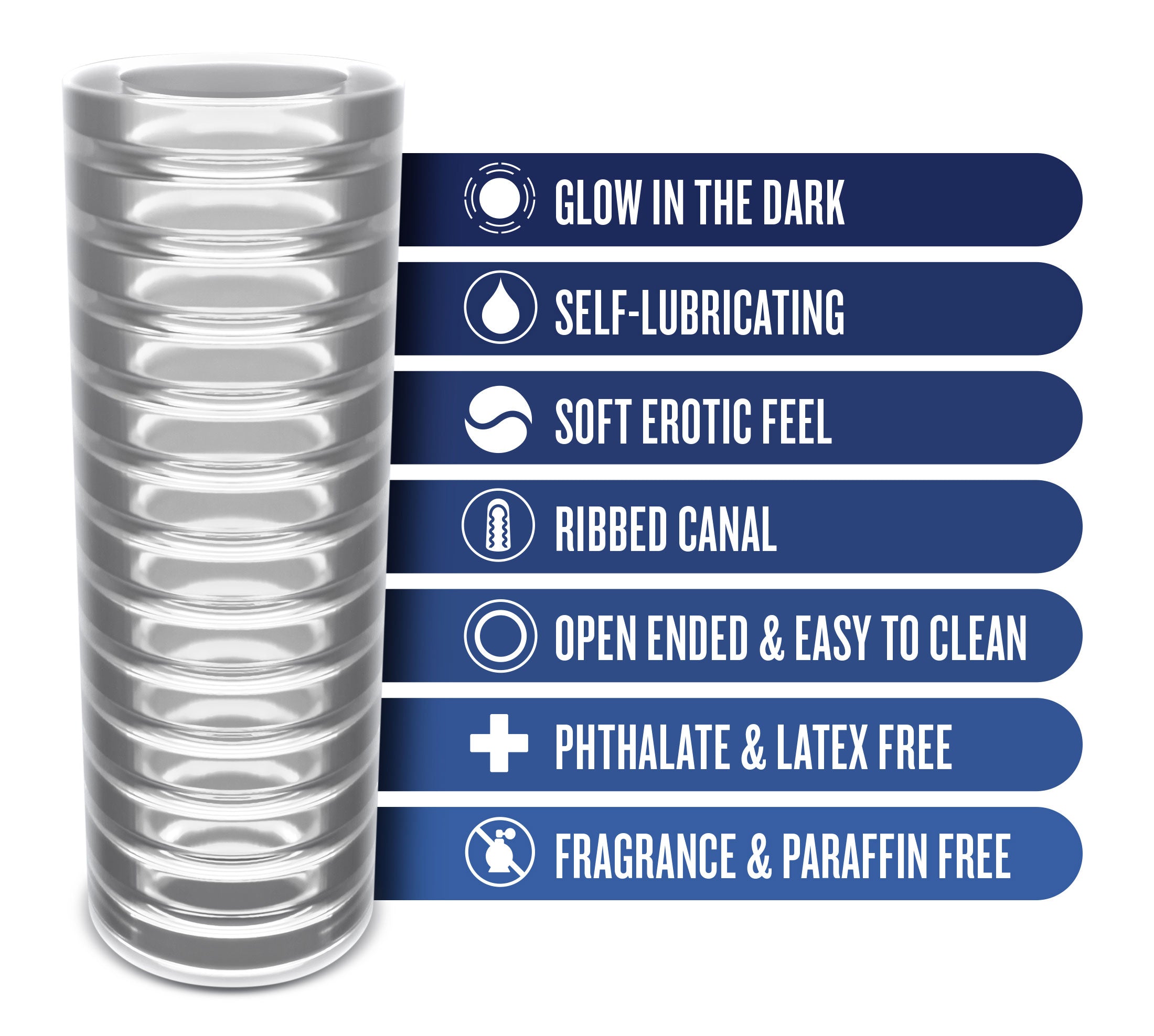 Rize Ribz Glow in the Dark Self-Lubricating Male Stroker Strokers - Manual