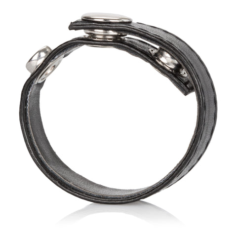 Adjustable Black Leather 3-Snap Cock Ring with Nickel-Free Snaps COCK RINGS