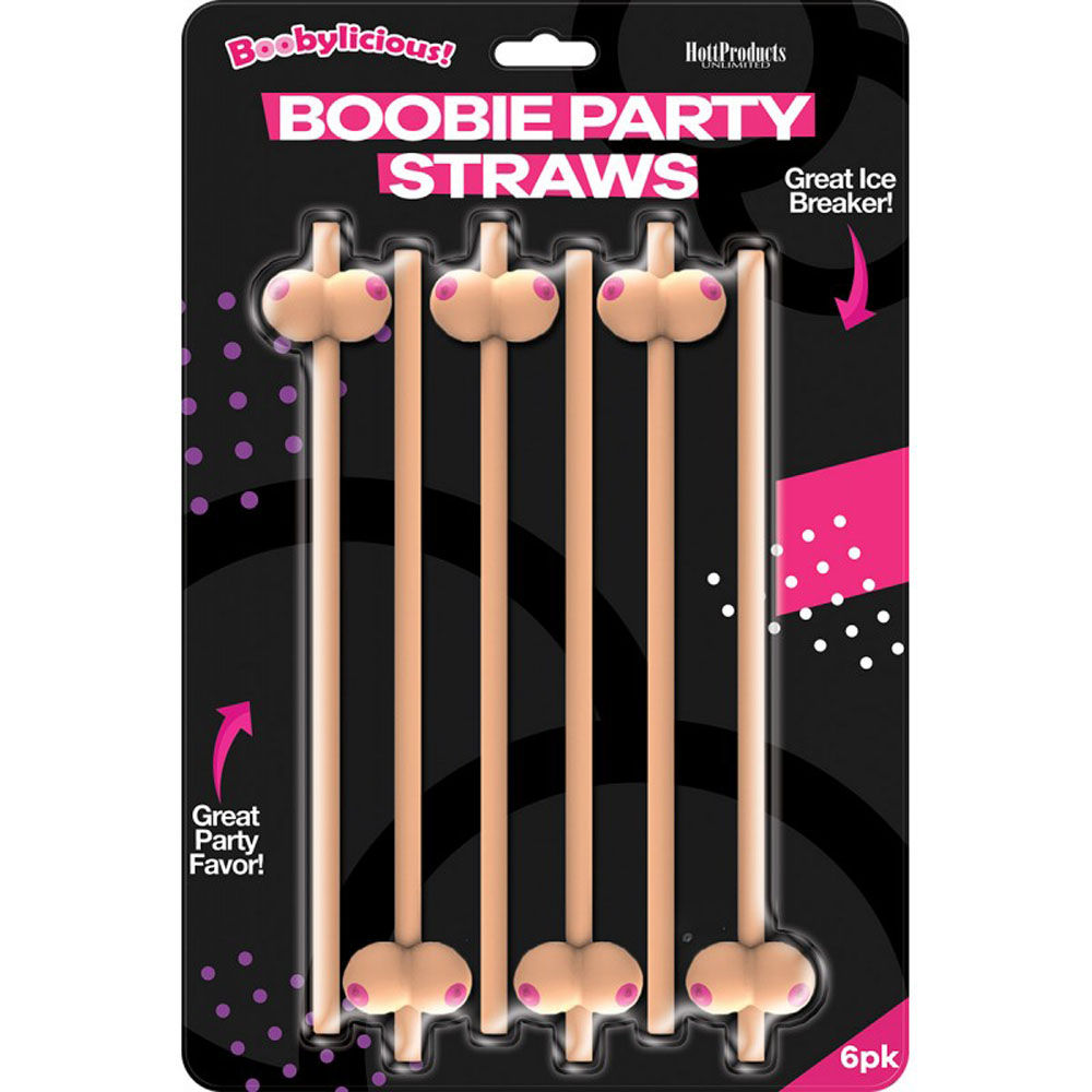 Boobie Straws 6 Pack Flesh Color Adult Party Drinking Straws Beige Bachelor & Bachelorette Items