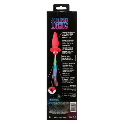 Southern Lights Vibrating Light Up Anal Probe Pink Silicone 10-Function USB Rechargeable 40-Minute Playtime Butt Plugs - Vibrating