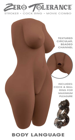 Body Language Dark Textured Male Stroker with Vibrating Ring Default Title Assturbators