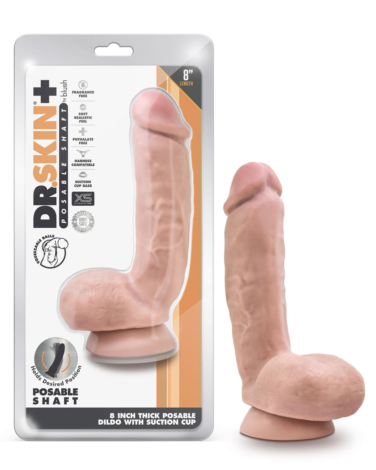 Dr. Skin Plus (Vanilla) – 8 Inch Thick Poseable Dildo > Dildos > Realistic Dildos