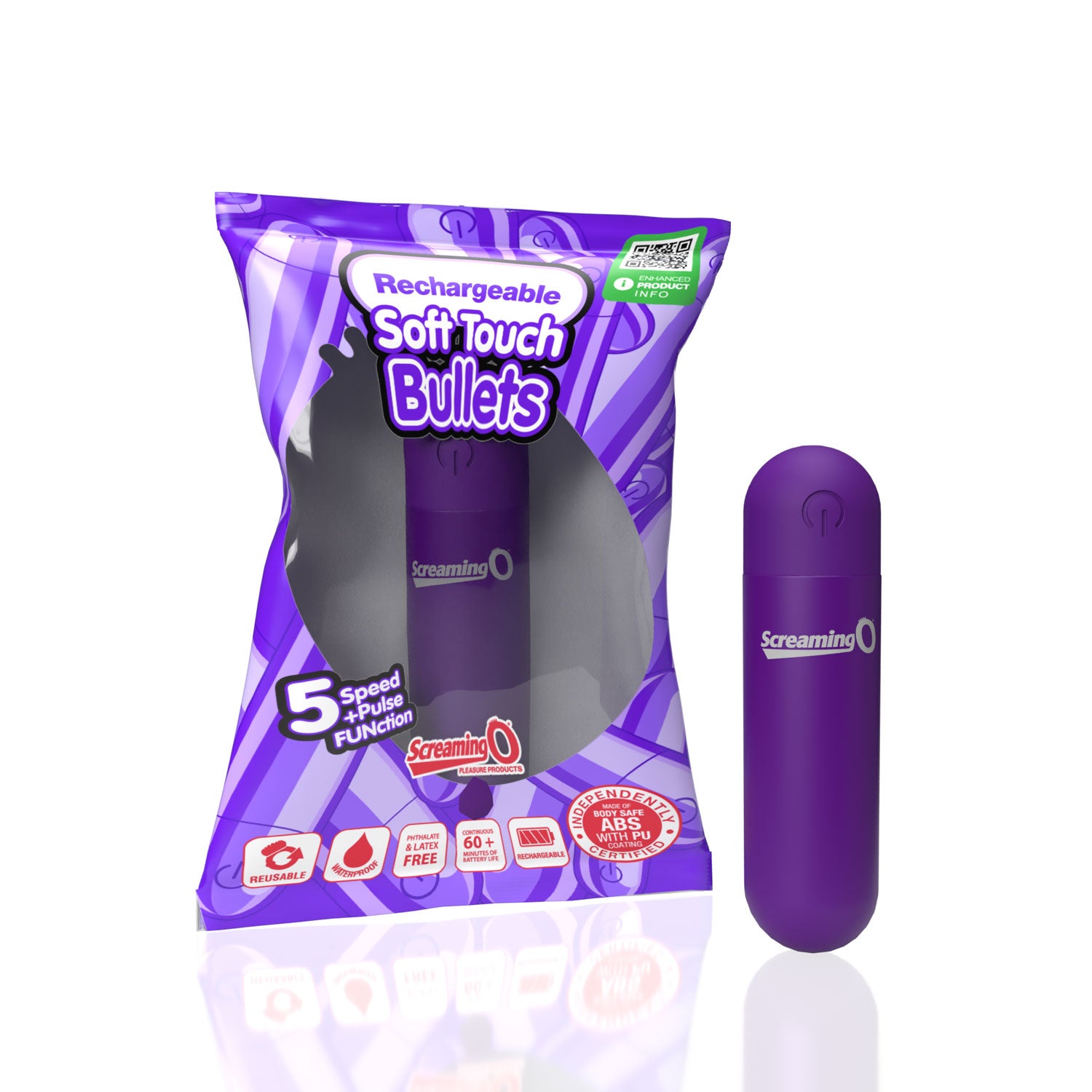 Screaming O Soft Touch Rechargeable Bullet Vibrator Purple Compact Size Waterproof BULLETS