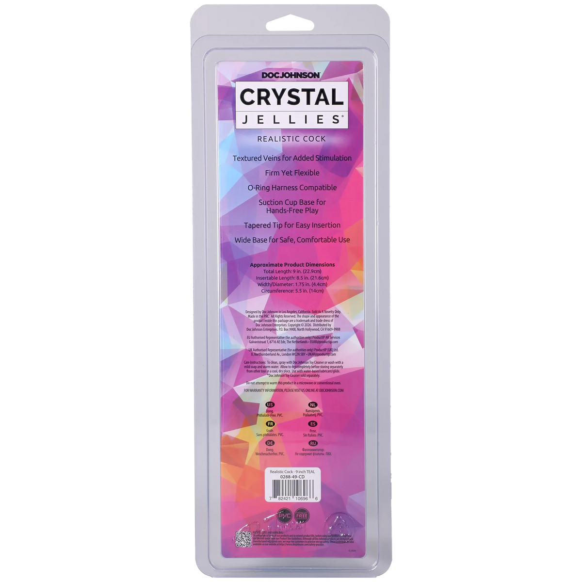 Crystal Jellies Realistic Cock 9 Inch Suction Cup Base Dildo > Dildos > Realistic Dildos