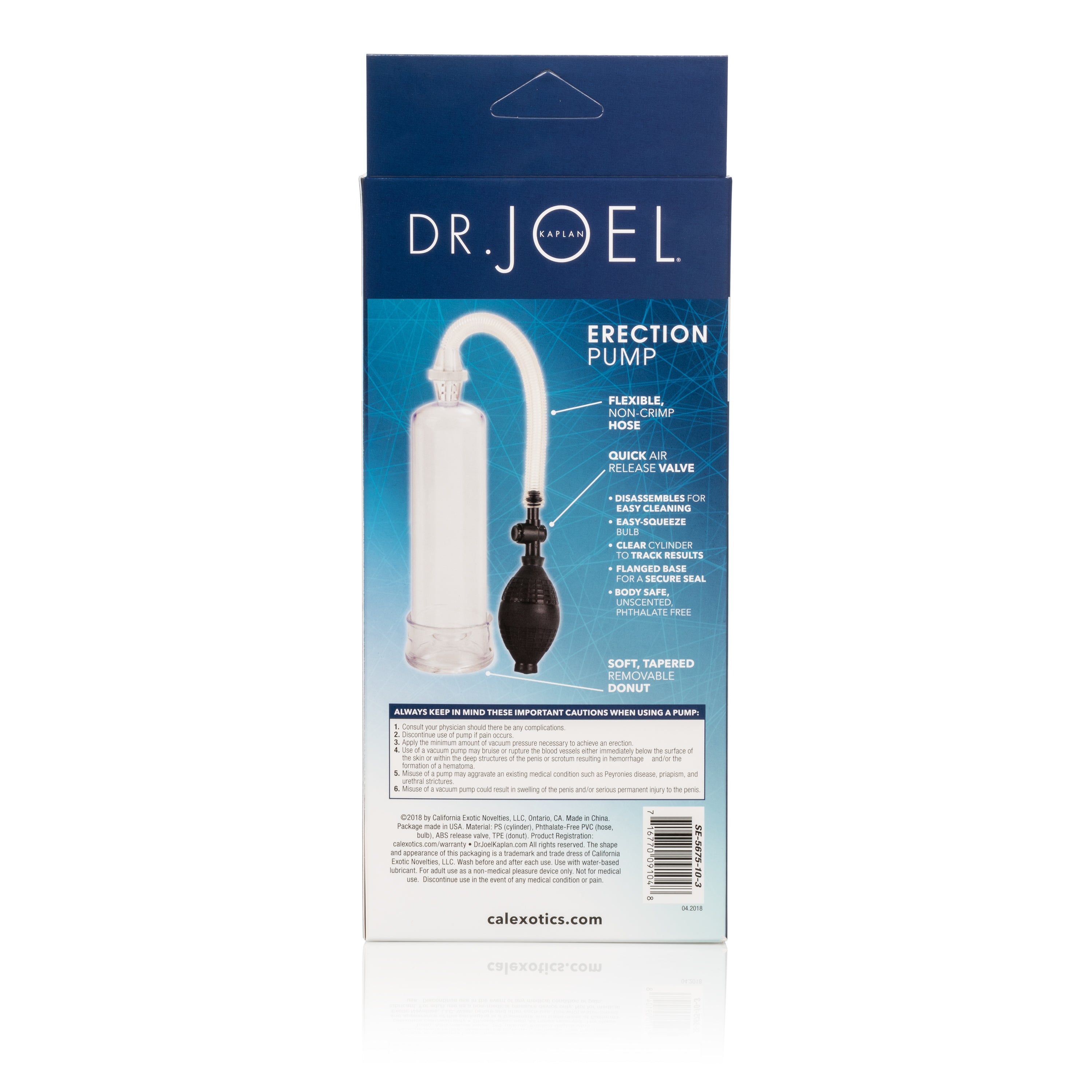 Dr Joel Kaplan Penis Pump with Soft Donut and Easy Squeeze Bulb 7.5" x 2.25" > Pumps > Penis Pumps