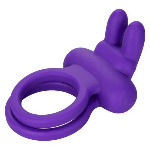 Silicone Rechargeable Dual Rockin Rabbit Vibrating Ring in Purple Cock Rings Vibrating