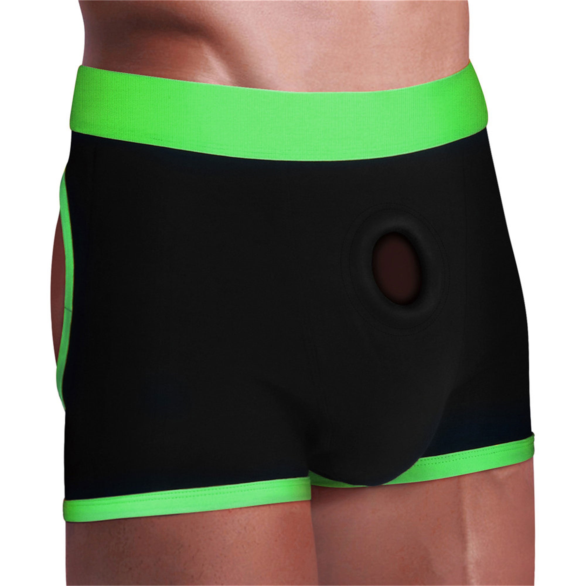 Strap-On Boxer Shorts (Black/Green XS/S) – Comfortable Strap-On Harness Underwear > Dildos > Strap On Harnesses
