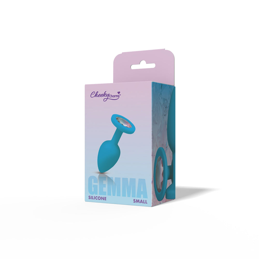 Gemma Clear Iridescent Teal Silicone Plug (Small) – Vibrant Cheeky Charms Butt Plug > Anal Range > Jewel Butt Plugs