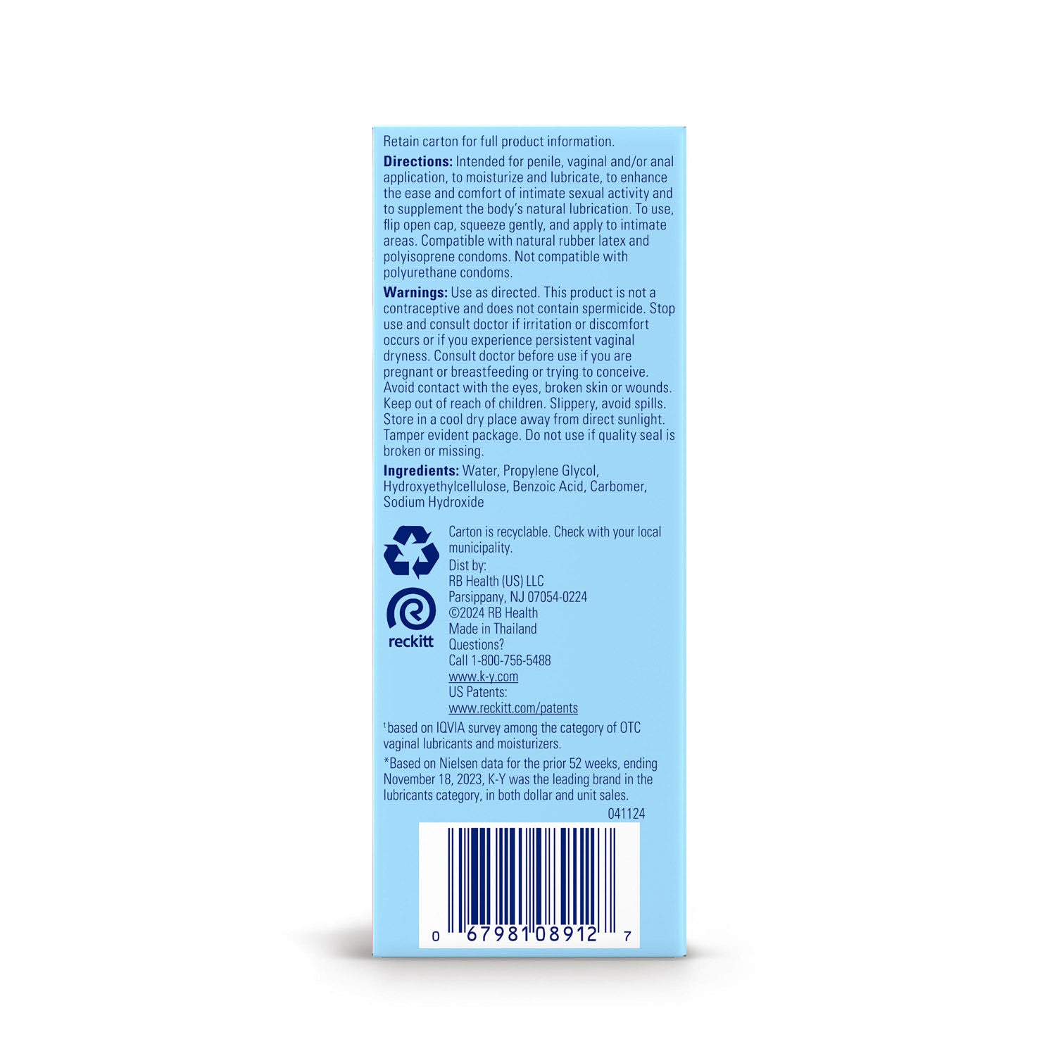 K-Y Jelly 4 Oz Water-Based Personal Lubricant Tube Large Size Water Based Lube