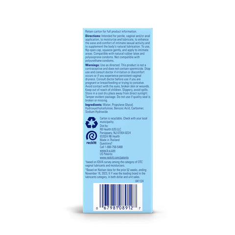 K-Y Jelly 4 Oz Water-Based Personal Lubricant Tube Large Size Water Based Lube