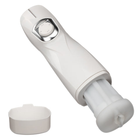 Optimum Power Lifelike Pulsar Stroker Rechargeable White Male Masturbator with Vibration and Suction Functions Strokers - Auto