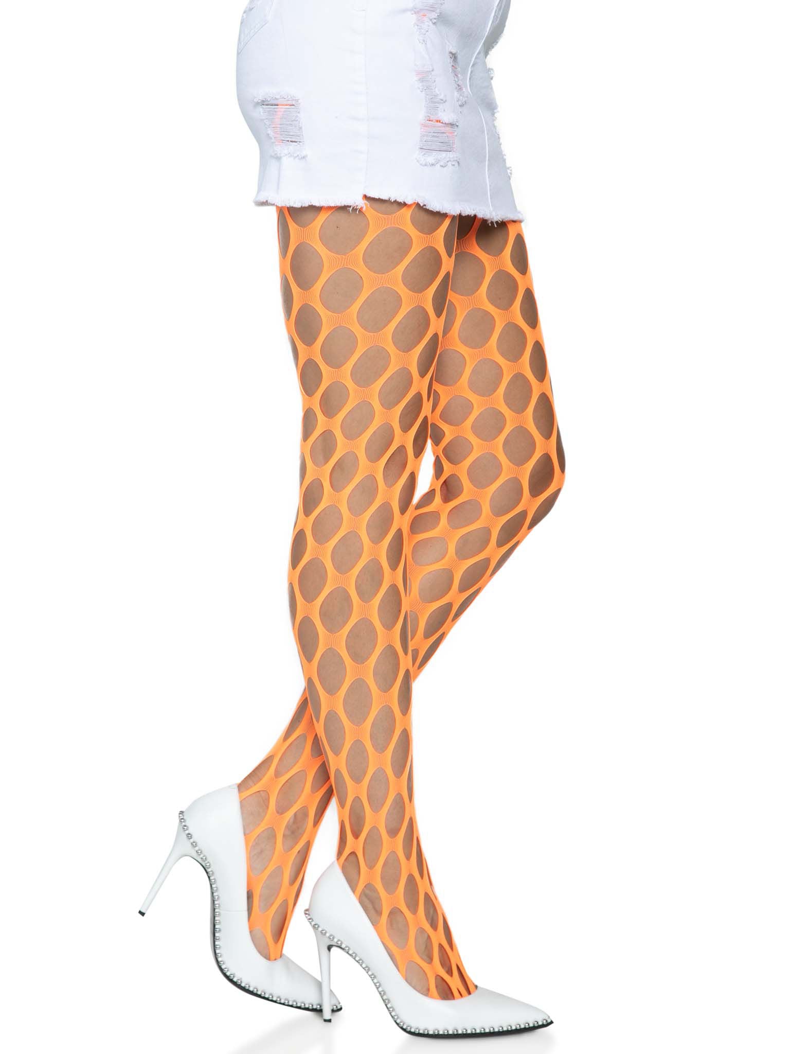 Jumbo Pothole Neon Green Net Tights One Size Adult Hosiery Hosiery