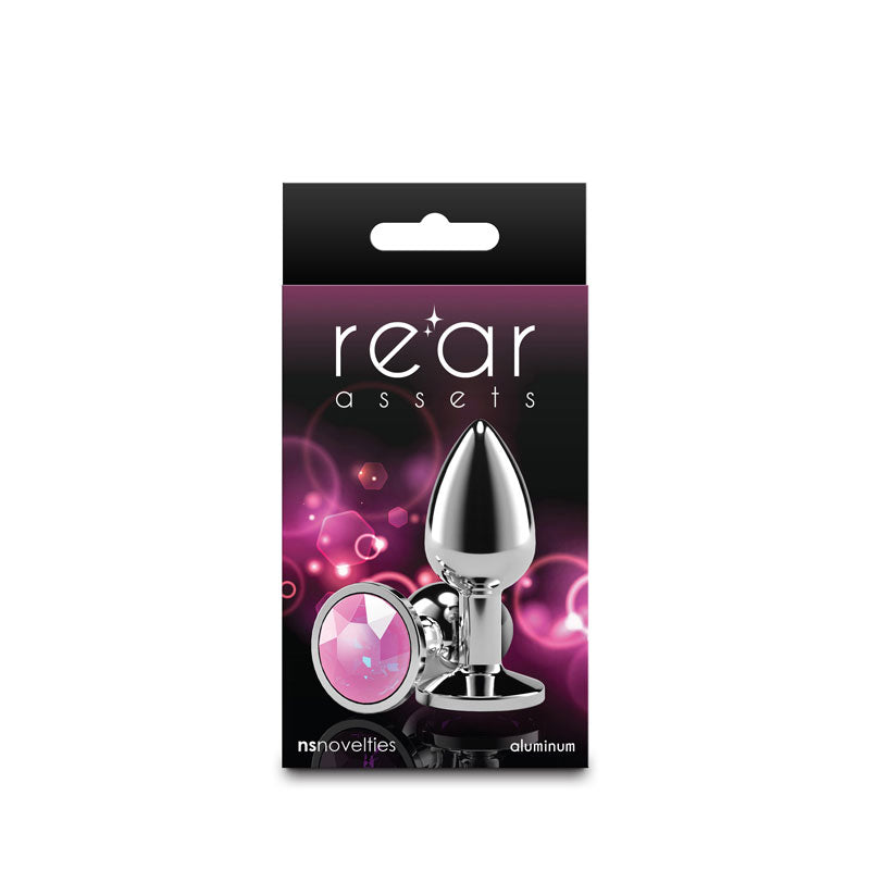 Rear Assets 3.31 Inch Medium Metal Butt Plug with Pink Gem Base Pink > Anal Range > Jewel Butt Plugs