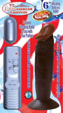 6 Inch Realistic Vibrating Dong With Bullet and Suction Base Brown Dongs Realistic