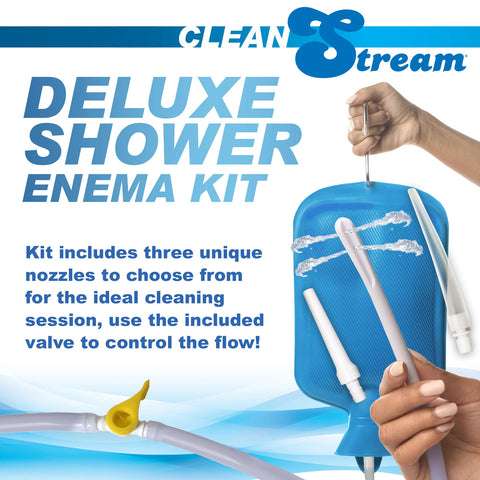 Deluxe Shower Enema Bag and Nozzle Kit for Comfortable Cleansing Experience Blue Douches