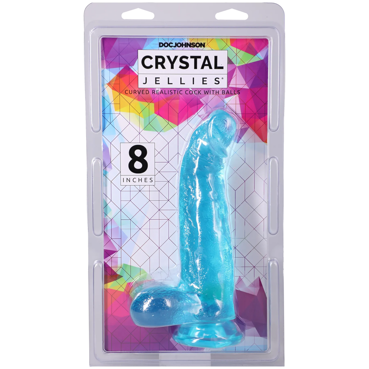 Crystal Jellies Curved 8 Inch Realistic Cock With Balls Teal > Dildos > Realistic Dildos