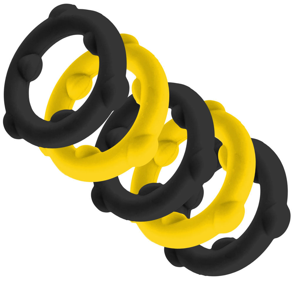 Gearheads 5 Pack Spinner Rings (Black Vapor) – Stretchy Silicone Cock Rings Cockrings