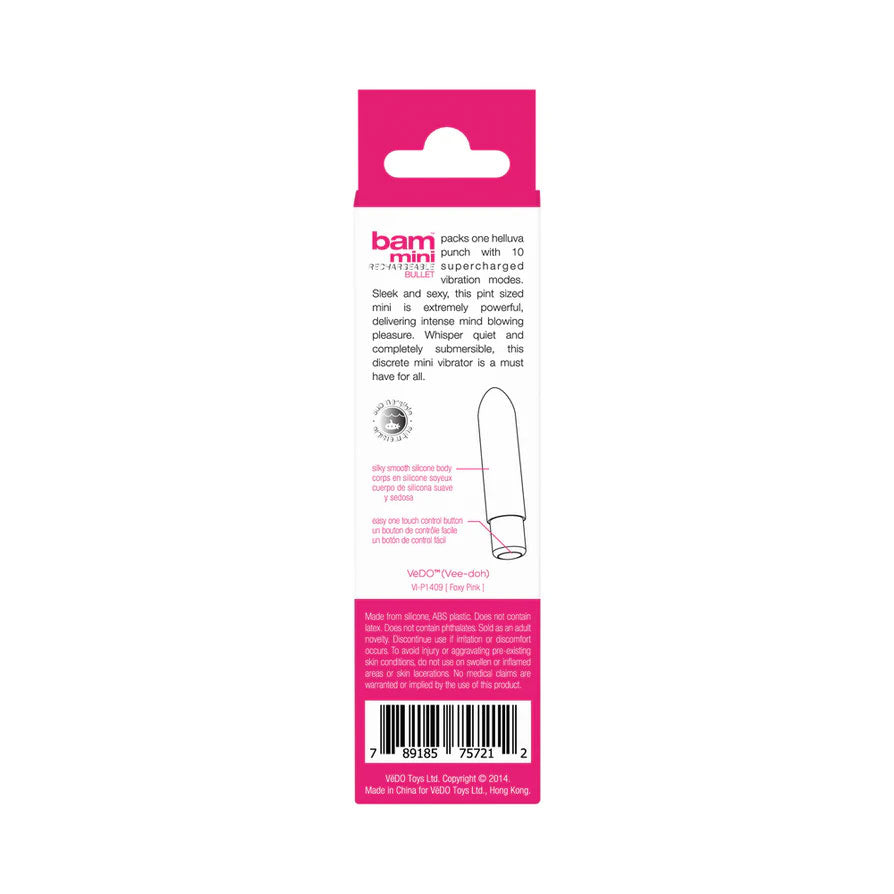 Bam Mini Rechargeable Bullet Vibrator Compact Cordless Pocket-Sized Personal Massager > Vibrators > Mini Vibrators