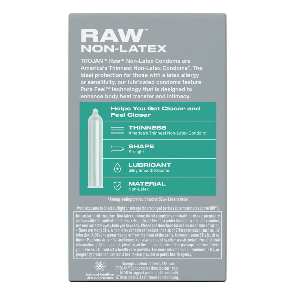 Trojan Raw Non-Latex Condoms 10 Pack Ultra Thin Sensual > Essentials > Condoms > Non-Latex
