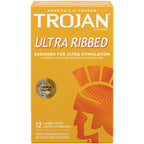 Trojan Ultra Ribbed Condoms – Deep Raised Ribs 12 Pack Condoms > Essentials > Condoms
