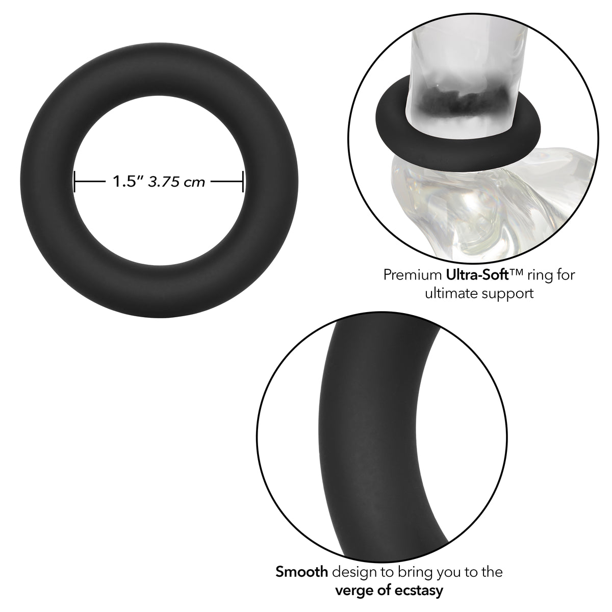 Link Up Ultra-Soft Verge Black Premium Silicone Stretchy Enhancer Ring > Cock Ring > Single