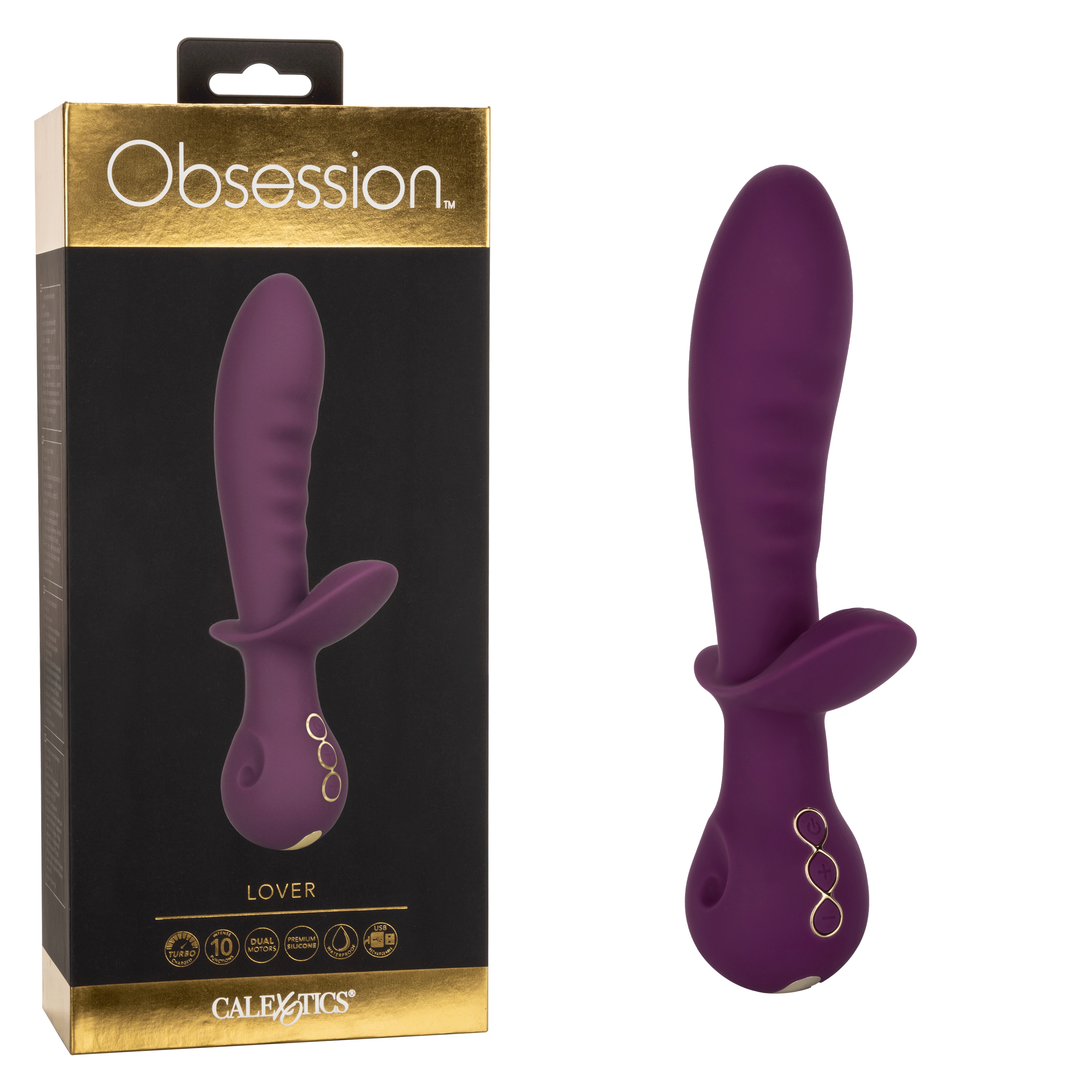 Obsession Lover Turbo-Charged Dual Vibrator in Purple with 10 Vibration Functions and Waterproof Silicone Design Vibrators