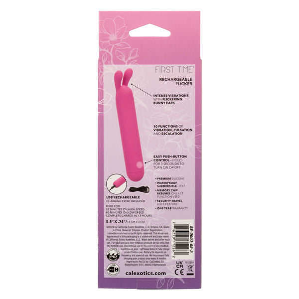 First Time Rechargeable Flicker Pink Clitoral Massager Vibrator Pink STIMULATORS