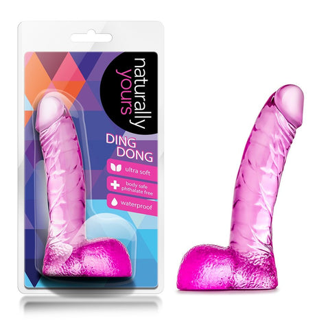 Naturally Yours Ding Dong Clear Slim Flexible Adult Dildo 5.5 Inch Pink DONGS