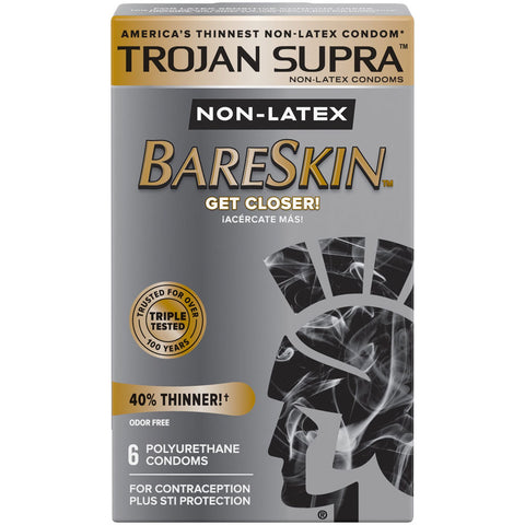 Trojan Supra Bareskin Non-Latex Ultra Thin Condoms 6 Pack Default Title Condoms