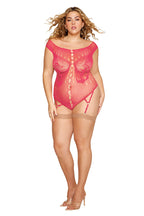 Queen Size Watermelon Garter Teddy Lingerie With Rhinestones > Clothes > Plus Size Lingerie