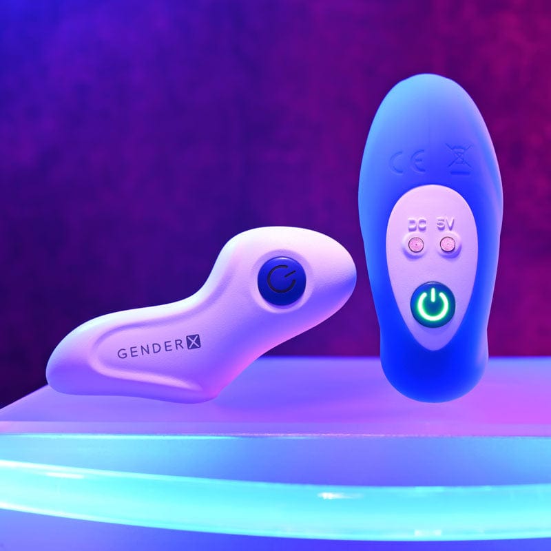 Gender X ANAL TOYS Blue Gender X BEADED PLEASURE -  11.4 cm USB Rechargeable Vibrating Anal Beads with Remote 844477020235