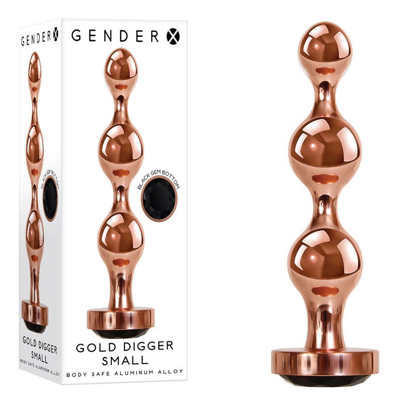 Gender X ANAL TOYS Rose Gold Gender X GOLD DIGGER SMALL -  Small Butt Plug with Black Gem Base 844477019123