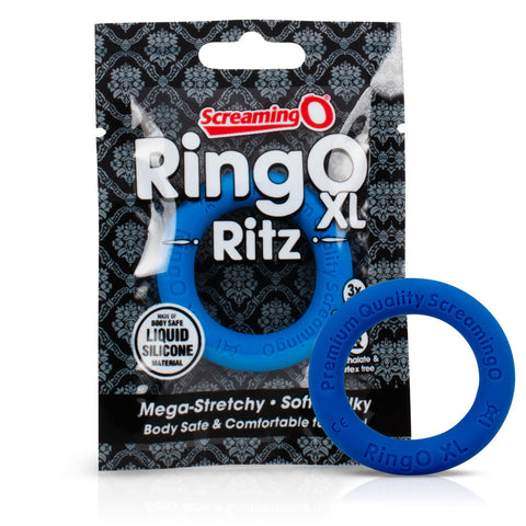RingO XL Liquid Silicone Cock Ring in Black by Screaming O COCK RINGS