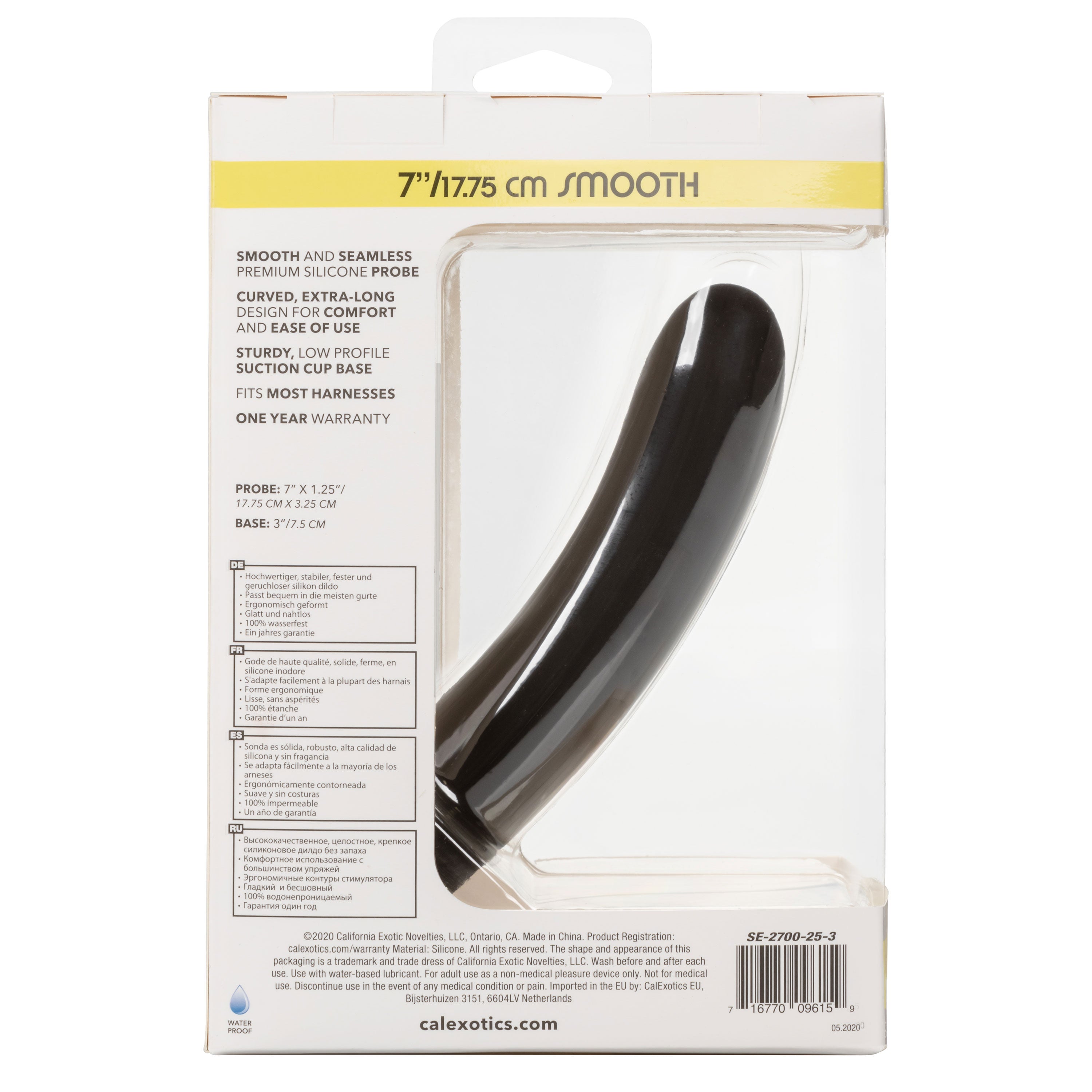 Boundless Smooth 7 Inch Black Suction Cup Probe Dildo Adult Toy Dongs Neutral