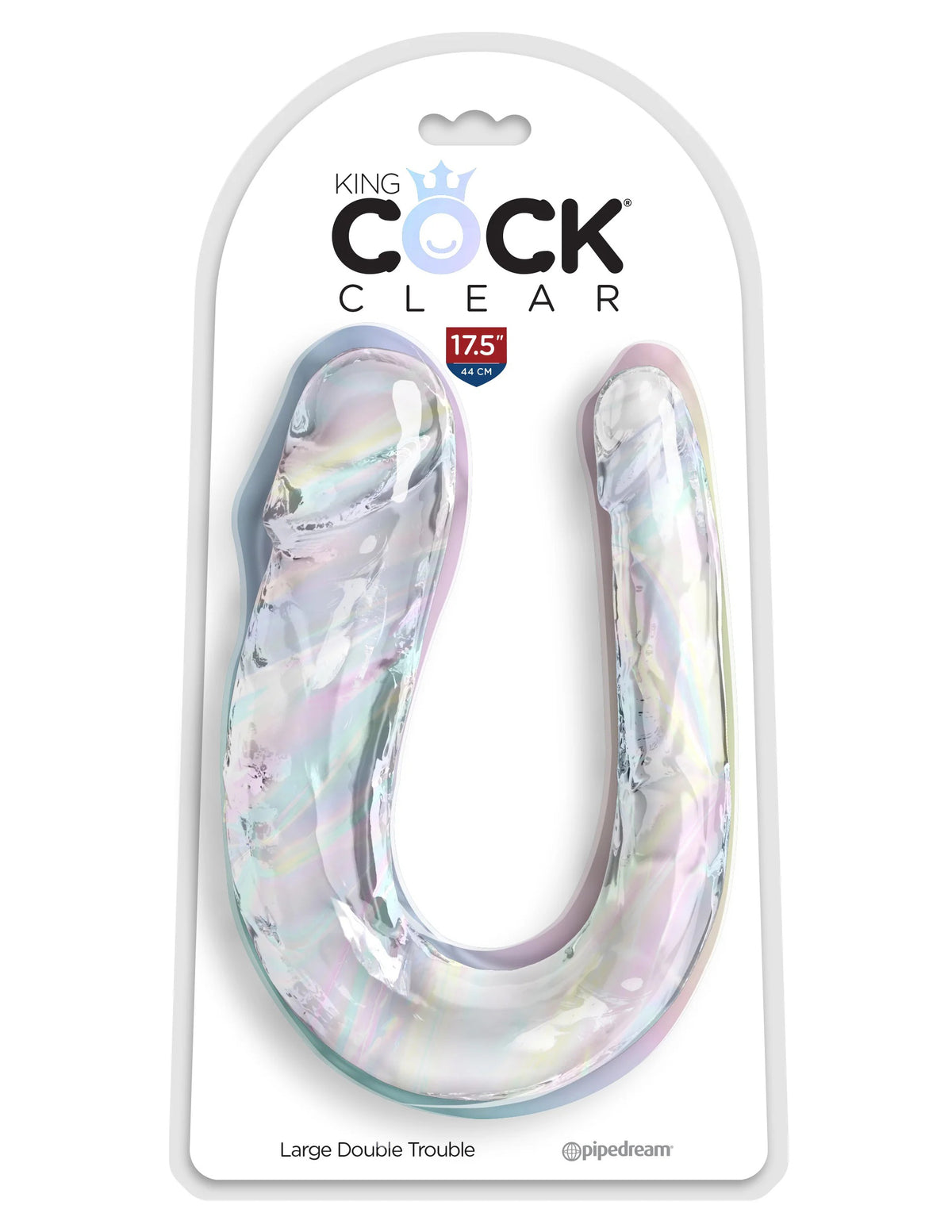 King Cock Large Double Trouble 44cm Double-Ended Dildo Clear Large > Dildos > Double Dildos