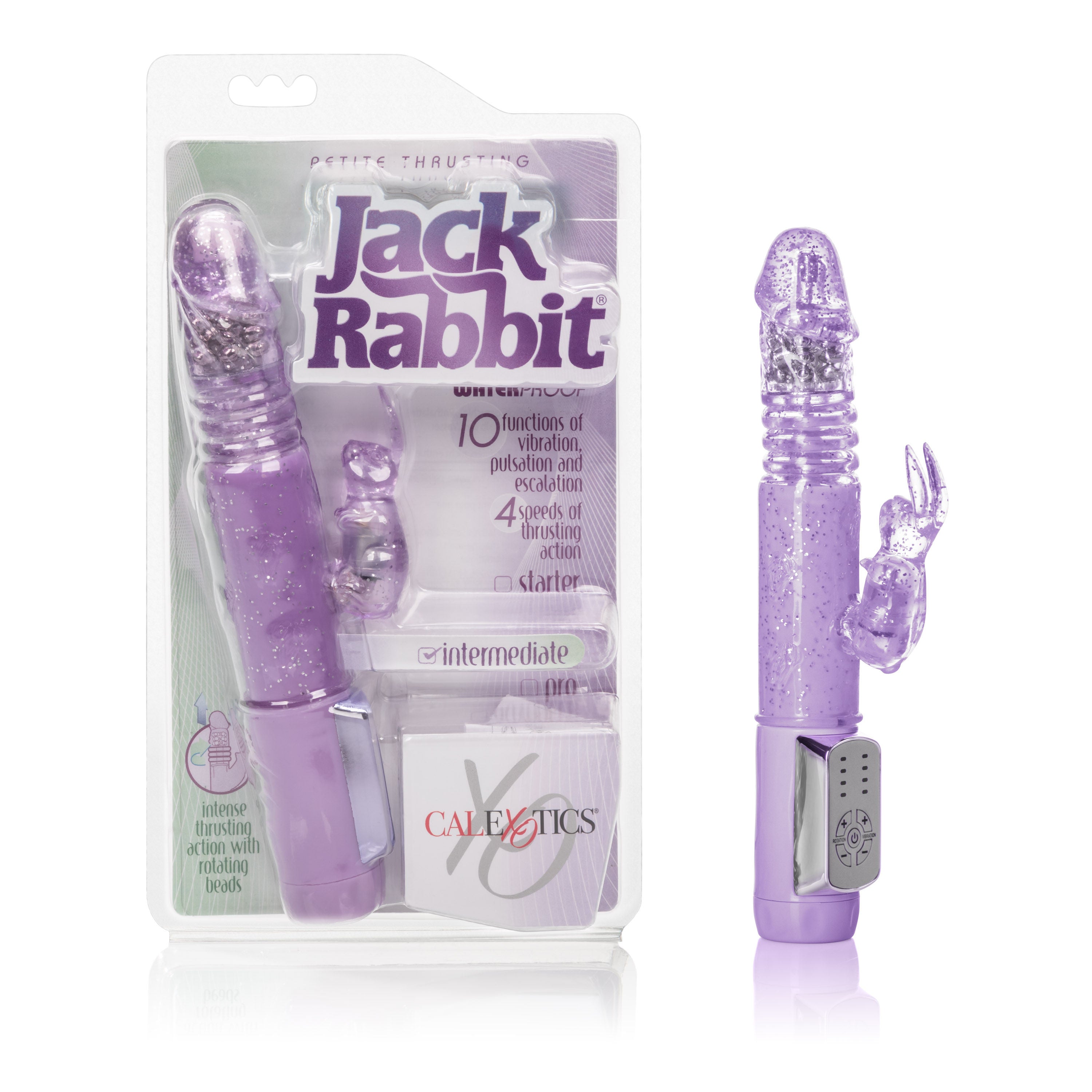 Petite Thrusting Jack Rabbit Vibrator with Rotating Beads Purple VIBRATORS-RABBIT