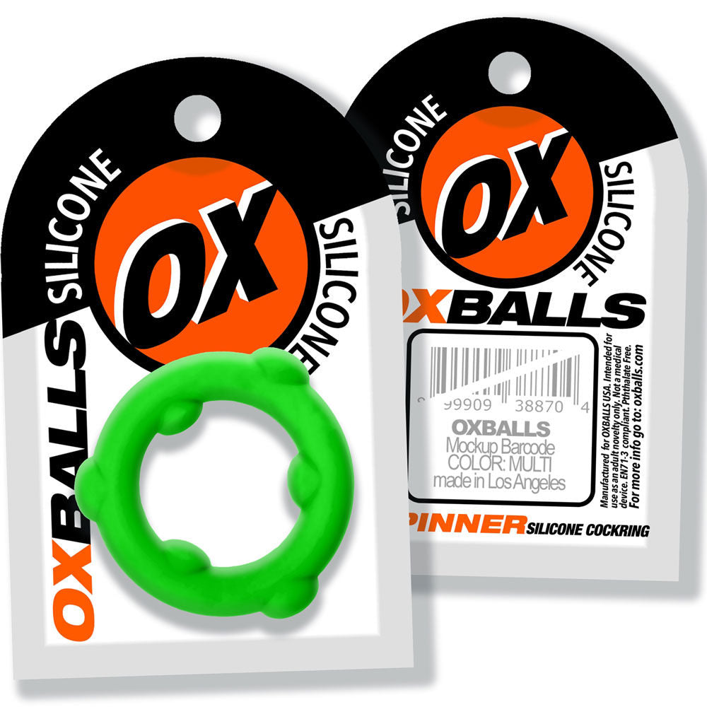 Oxballs Spinner (Black) – Mega-Stretch Silicone Cock Ring Green Cockrings