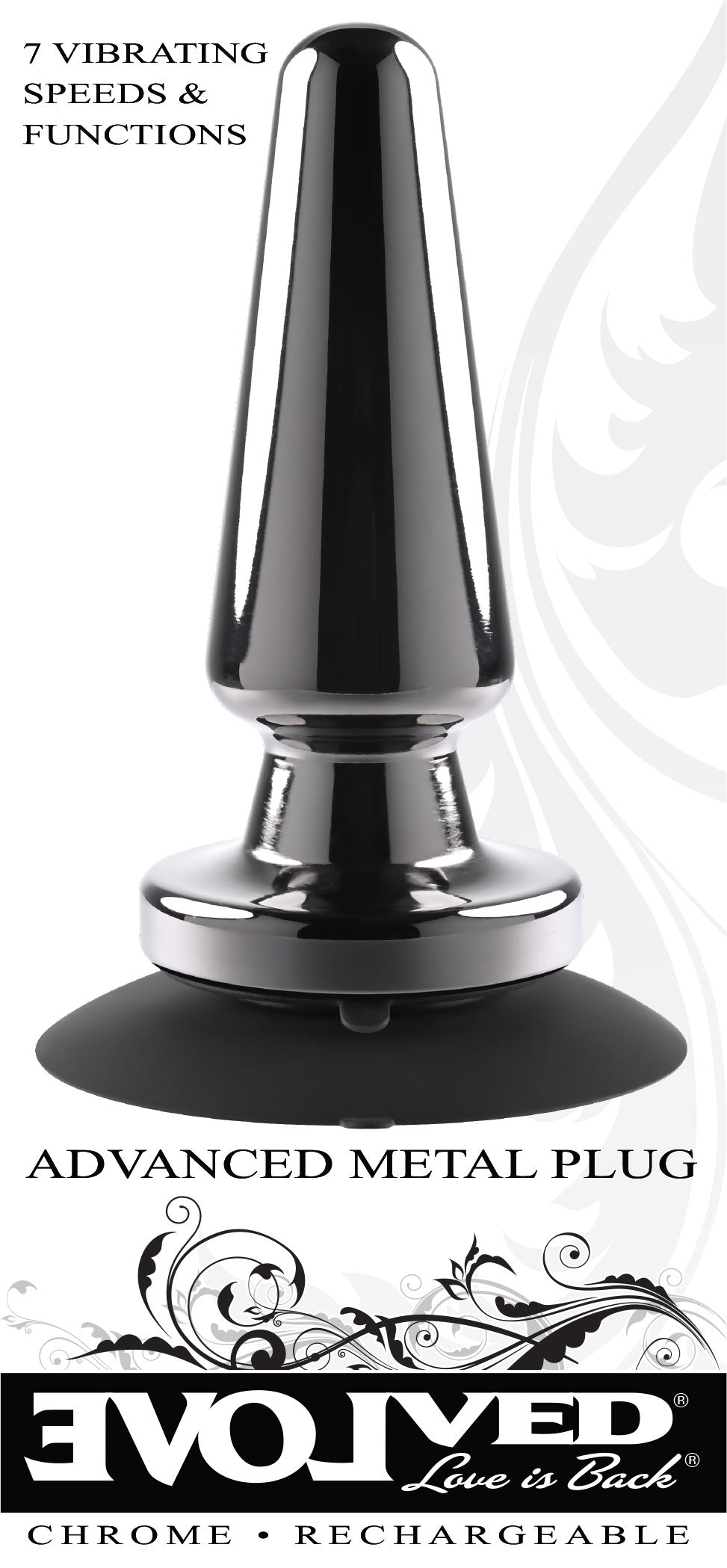 Advanced Black Chrome Metal Anal Plug with Suction Base Butt Plugs