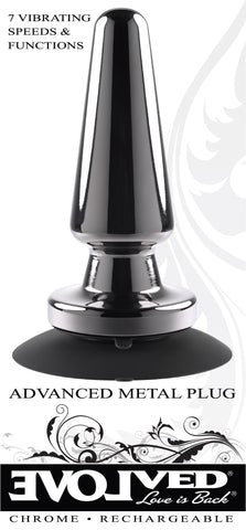 Advanced Black Chrome Metal Anal Plug with Suction Base Butt Plugs