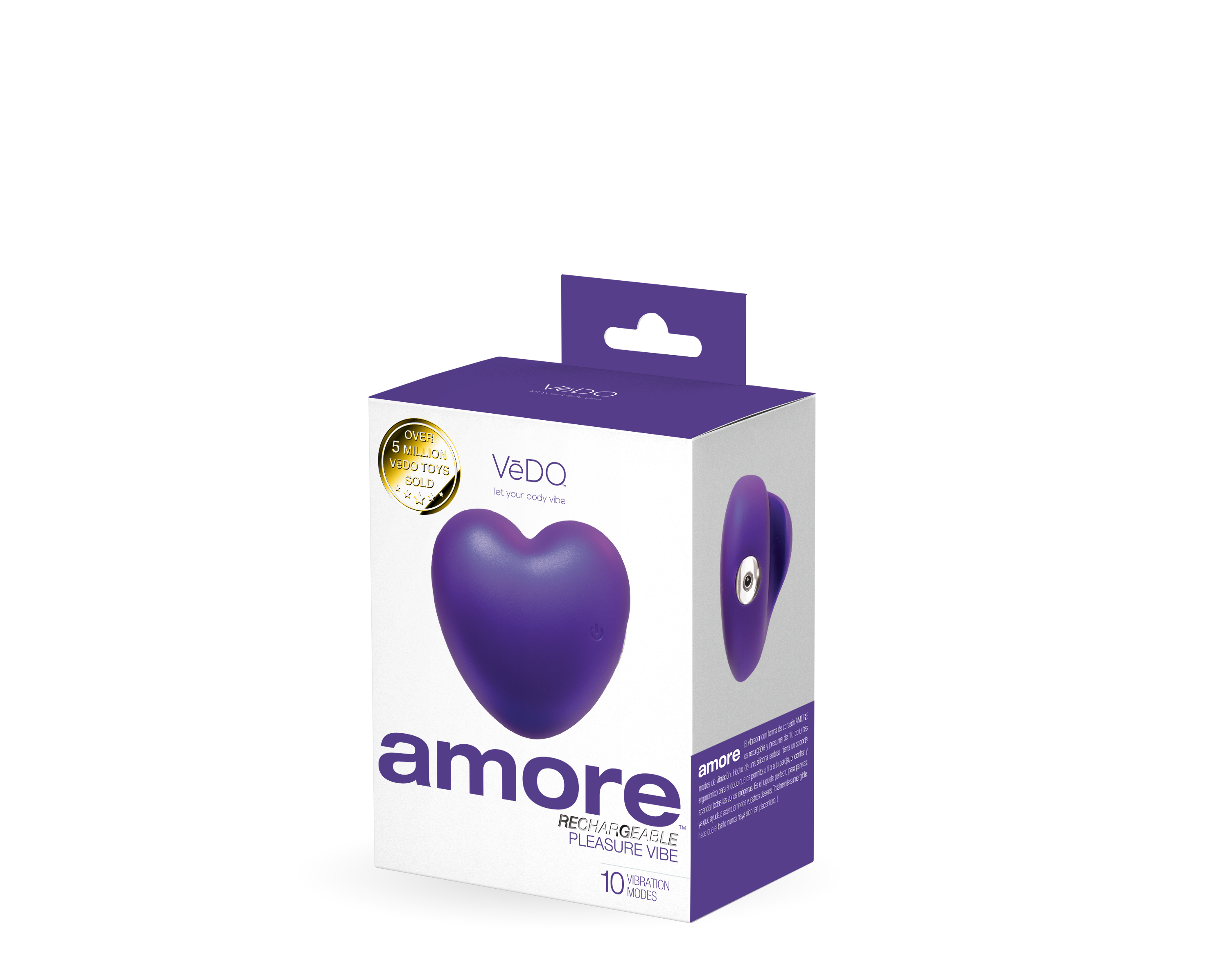 Amore Rechargeable Purple Vibrator with 10 Vibration Modes Suction Stimulator