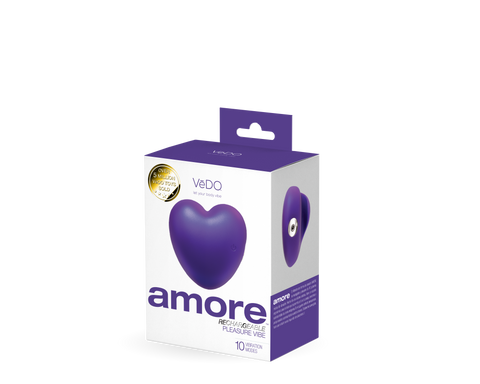 Amore Rechargeable Purple Vibrator with 10 Vibration Modes Suction Stimulator