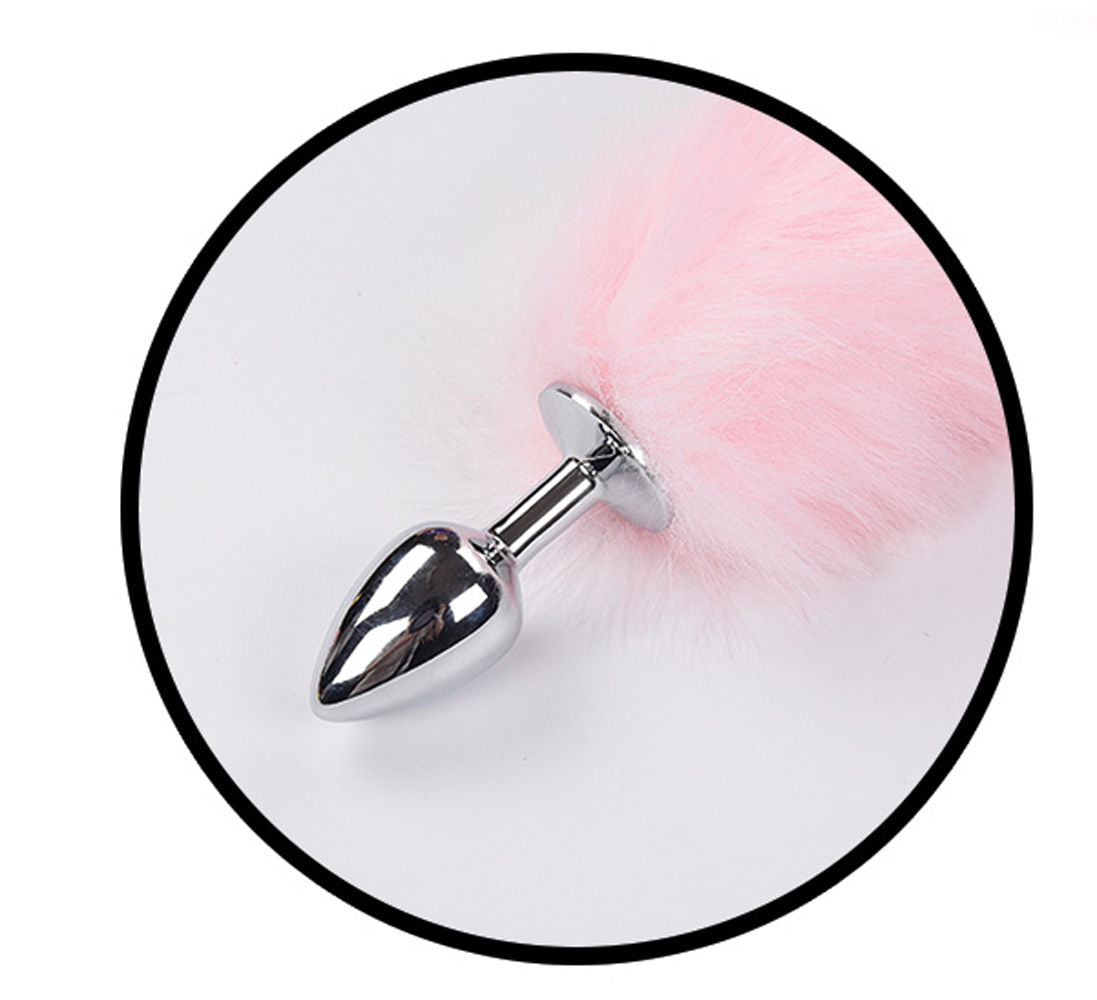 Light Up Pink Foxy Tail Faux Fur Anal Plug for Adult Play > Anal Range > Tail Butt Plugs