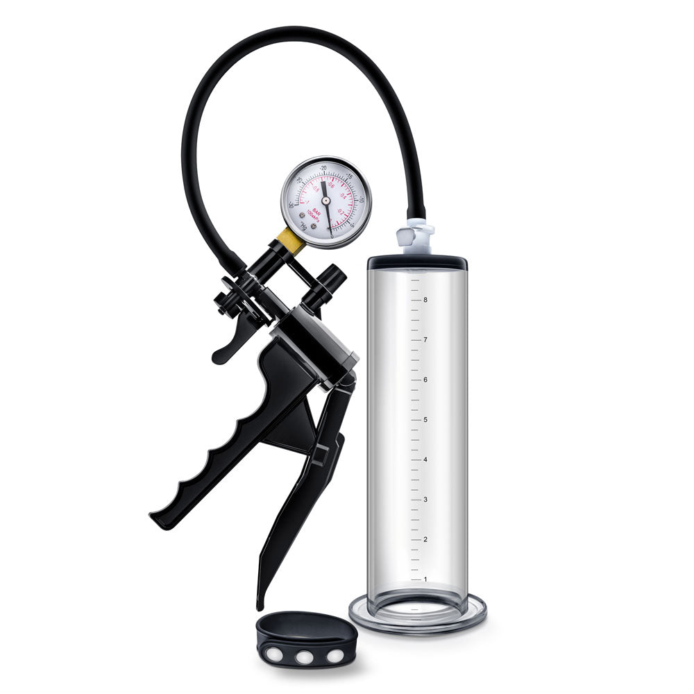 VX8 Premium Penis Pump System with Silicone Cock Strap Clear Clear PUMPS