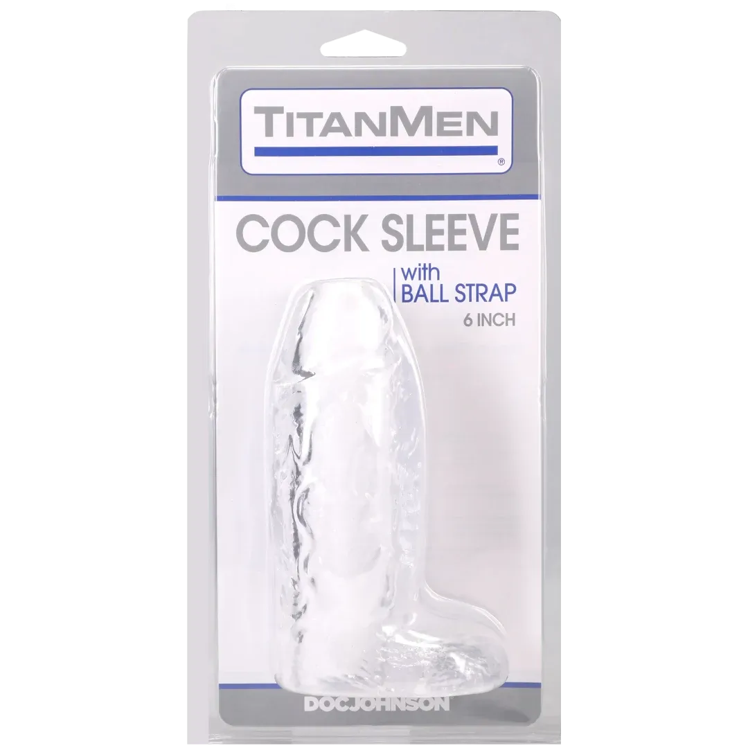 Titanmen Cock Sleeve with Ball Strap 6 Inch Clear – Silicone Sleeve Clear > Sex Toys For Men > Penis Sleeves