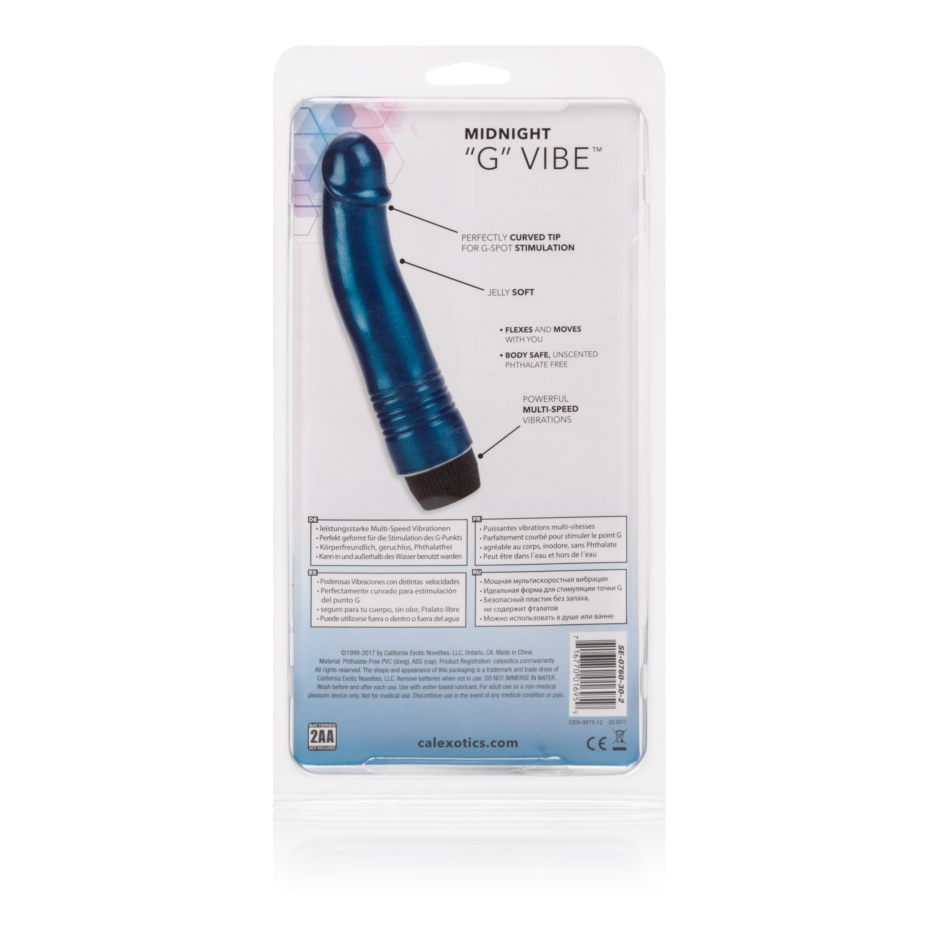 Midnight G Spot Vibrator 6.75 Inch Soft Flexible Jelly Toy DONGS Vibrating