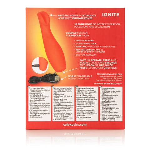 Red Hot Ignite Red Silicone Compact Clitoral Vibrator with 10 Intense Functions and USB Rechargeable Waterproof Design STIMULATORS