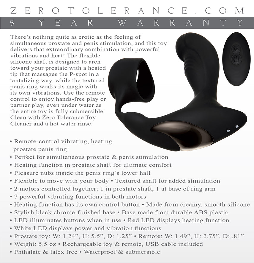 Zero Tolerance Strapped & Tapped Heating Anal Plug with Cock Ring > Anal Range > Prostate Plugs