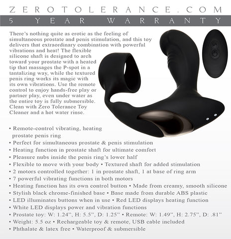 Zero Tolerance Strapped & Tapped Heating Anal Plug with Cock Ring > Anal Range > Prostate Massagers