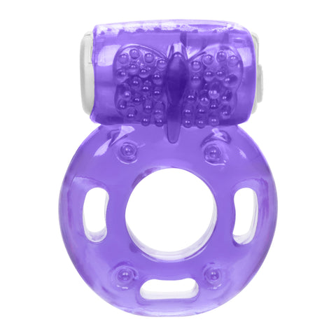 Foil Pack Vibrating Ring Purple Stretchy Adult Intimacy Toy Cock Rings Vibrating
